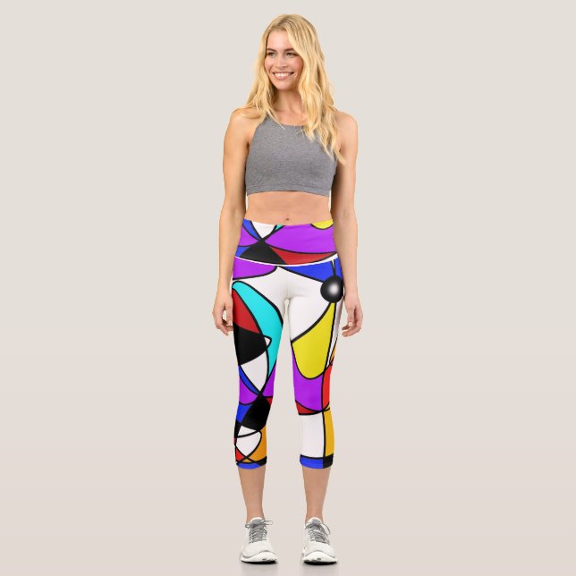 Fokussieren Sie Abstraktes, dynamisches Design Capri Leggings (Vorderseite)