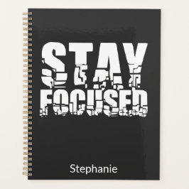 Fokussiert bleibe | Motivierend Satz mit weißem Te Planer