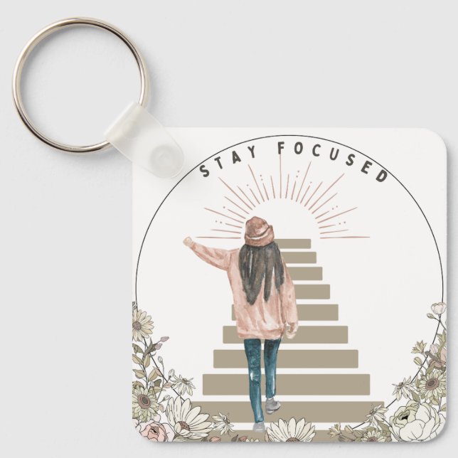 Fokussiert bleibe schlüsselanhänger (Vorderseite)