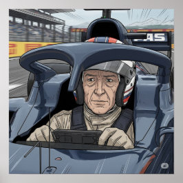 Fokussierter Rennfahrer Poster