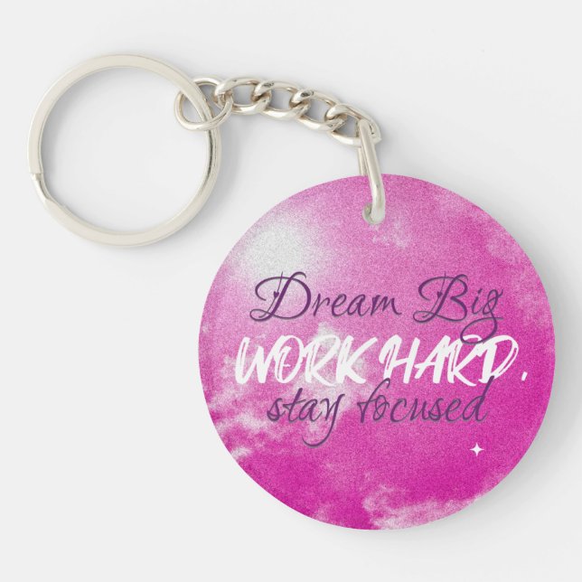 Fokussierter Schlüsselanhänger mit QR-Code bleibe (Vorderseite)