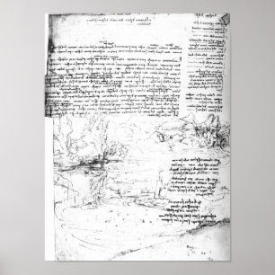 Fol.145v-a, Seite aus Da Vincis Notizbuch Poster