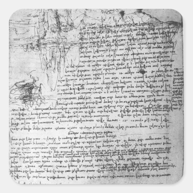Fol.145v-b, Seite von Da Vincis Notebook Quadratischer Aufkleber (Vorderseite)