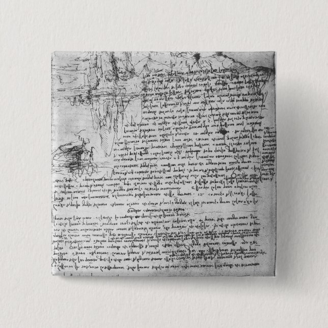 Fol.145v-b, Seite von Da Vincis Notizbuch Button (Vorderseite)