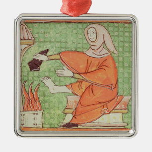Fol.58r Februar: Erwärmung durch das Feuer Ornament Aus Metall