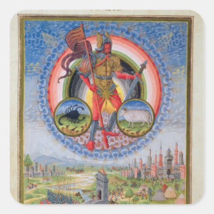 Fol.7v die Planeten-Mars, von "De Sphaera", 1470 Quadratischer Aufkleber