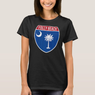 FolBeach South Carolina Flaggenstaat Interstate T-Shirt