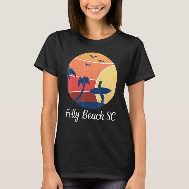 FolBeach South Carolina SC Surfing Vinta T-Shirt (Vorderseite)
