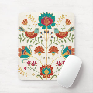 Folblume mit Vögeln Mousepad