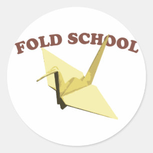 Fold School (Origami) Runder Aufkleber