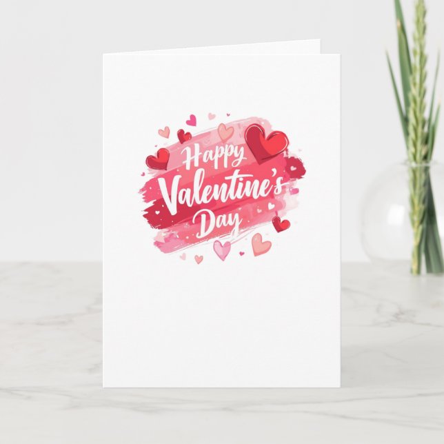 Folded Card Valentine's Day BrushstrokeStyleBlank Karte (Vorderseite)