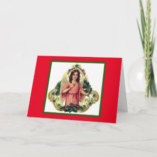 Folded CHRISTMAS Card VINTAGE ANGEL CUSTOM NAME