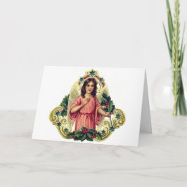 Folded CHRISTMAS Card VINTAGE ANGEL NAME