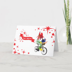Folded Greeting Card 'Christmas Bike' Feiertagskarte