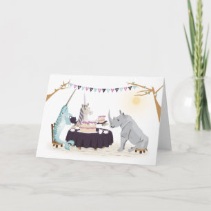 Folded Greeting Card 'Unicorn Tea Party' Karte