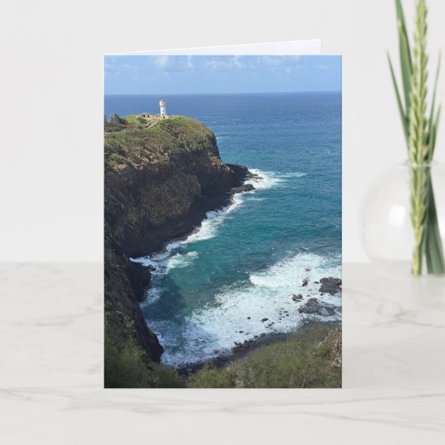 Folded Kilauea Lighthouse Blank Card Dankeskarte (Vorderseite)