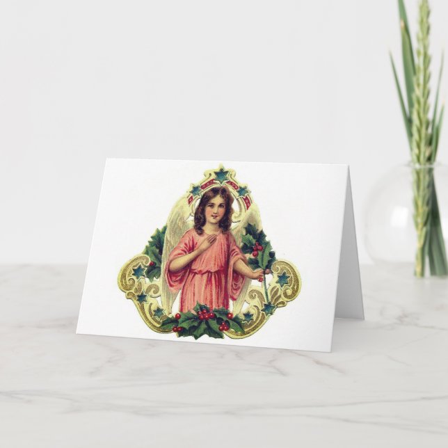 Folded Note Card VINTAGE ANGEL CUSTOM NAME (Vorderseite)