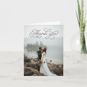 Folded Thank You Card - Black Script Dankeskarte
