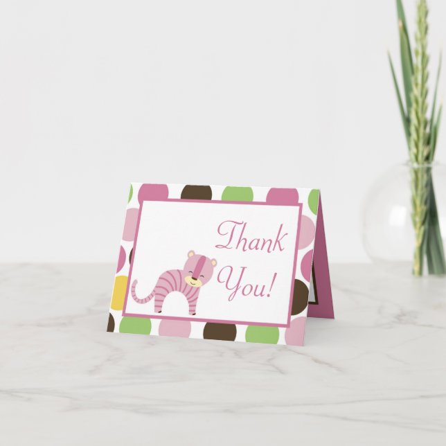 Folded Thank you Card Jungle Queen Tiger Safar Zoo Dankeskarte (Vorderseite)