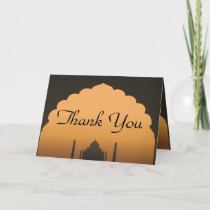 Folded Thank You Card Taj Mahal Sunset Orange Yell Dankeskarte
