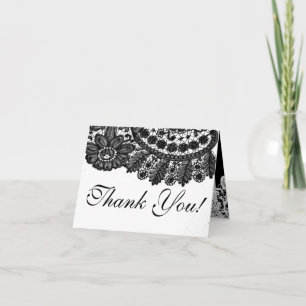 Folded Thank You Card Vintage Black Lace Doilies Dankeskarte