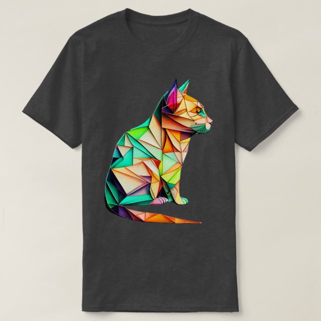 Foldy Feline Origami Cat T-Shirt (Design vorne)