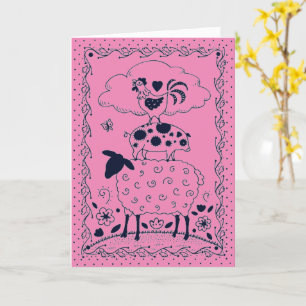 FOLGE ART FARM TIERGESCHAFT, SCHWEIN, ROOSTER Leer Karte