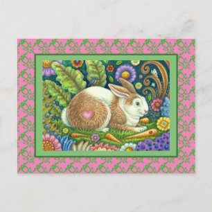 FOLGE ART RABBIT & BLUEBIRD IN SECRET GARDEN POSTKARTE