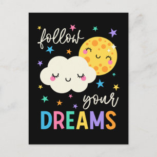 Folge deinen Träumen   Wolke und Mond Postkarte