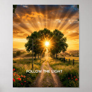 FOLGE DEM LICHT - Inspiratives Sonnenuntergangsbau Poster