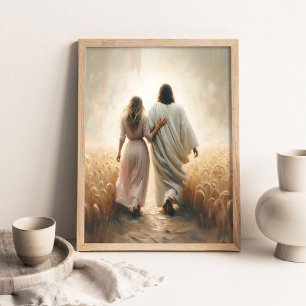 Folge ihm, Christliche Malerei, Jesus und Frau, Poster