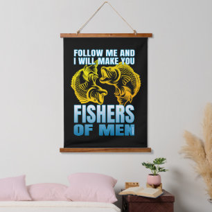 folge mir nach, und ich will euch zu Menschenfisch Wandteppich Mit Holzrahmen
