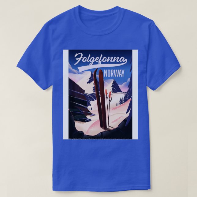 Folgefonna Nordic Ski-Reiseplakat T-Shirt (Design vorne)