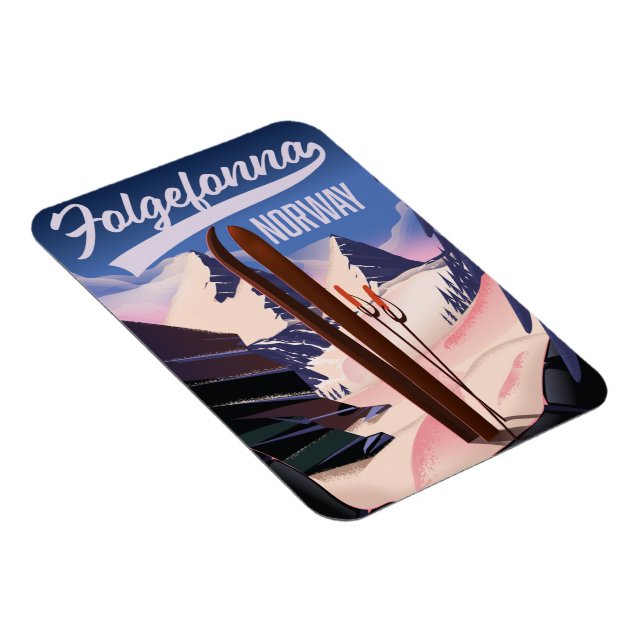 Folgefonna norway Ski Poster. Magnet (Rechte Seite)