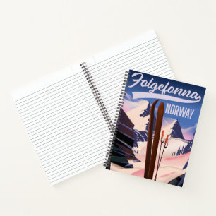Folgefonna norway Ski Poster. Notizbuch