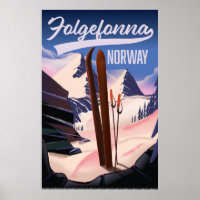 Folgefonna norway Ski Poster.