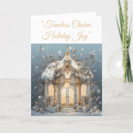 Folgekarte Urlaubskarte - Blue & Gold Xmas Eleganc Feiertagskarte