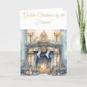 Folgekarte Urlaubskarte - Blue & Gold Xmas Eleganc Feiertagskarte