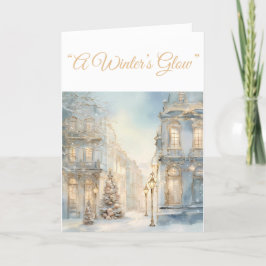 Folgekarte Urlaubskarte - Blue & Gold Xmas Eleganc Feiertagskarte