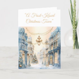 Folgekarte Urlaubskarte - Blue & Gold Xmas Eleganc Feiertagskarte