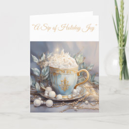 Folgekarte Urlaubskarte - Blue & Gold Xmas Eleganc Feiertagskarte