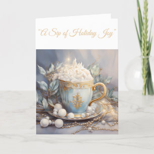 Folgekarte Urlaubskarte - Blue & Gold Xmas Eleganc Feiertagskarte