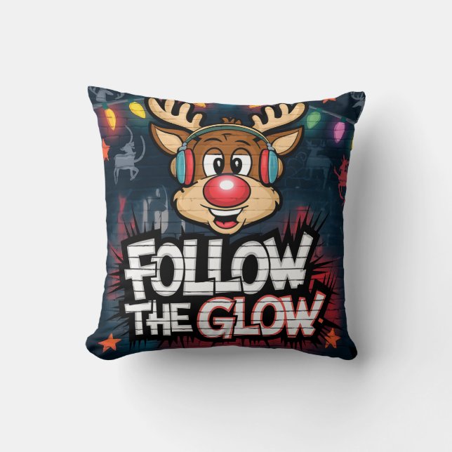 Folgen Sie dem Glühen der festlichen Rudolph Weihn Kissen (Vorderseite)