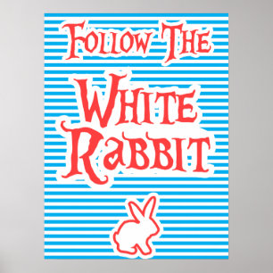 Folgen Sie dem Weißen Kaninchen, dem Typografie-Po Poster