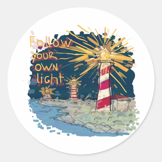Folgen Sie Ihrem eigenen Licht Runder Aufkleber (Vorderseite)