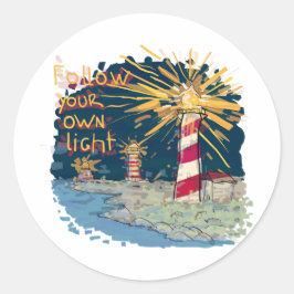 Folgen Sie Ihrem eigenen Licht Runder Aufkleber