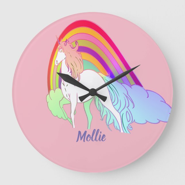 Folgen Sie Ihrem Einhorn Große Wanduhr (Vorderseite)