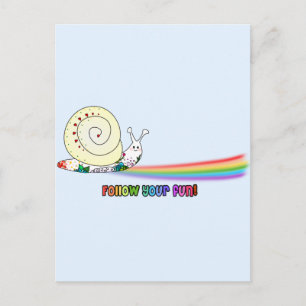 Folgen Sie Ihrem Spaß Niedliche Schnecke Regenboge Postkarte