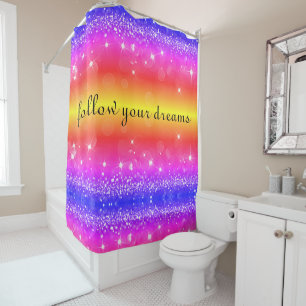Folgen Sie Ihrem Traum Regenbogen Sparkle Duschvor Duschvorhang