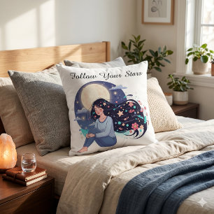 Folgen Sie Ihren Sternen Celestial Woman Kunstprin Kissen